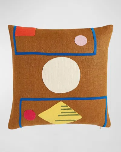 Jonathan Adler Monterey Shapes Pillow, 18" Square In Brown