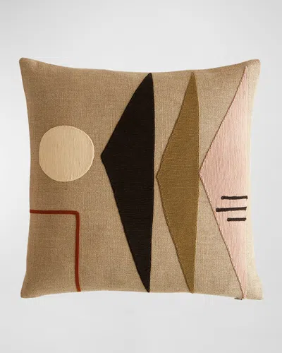 Jonathan Adler Monterey Triangles Pillow, 20" Square In Brown