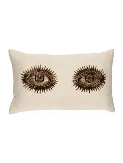 Pre-owned Jonathan Adler Muse Eyes Throw Pillow In Neutral