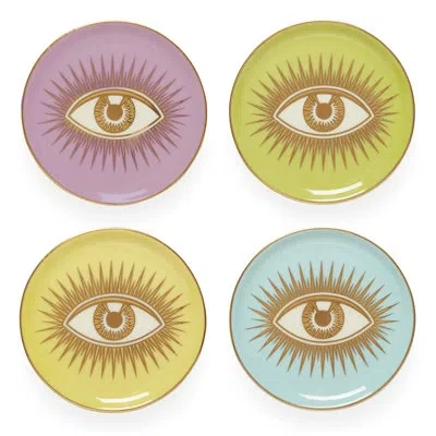 Jonathan Adler Muse Le Wink Coasters In Green,blue,yellow