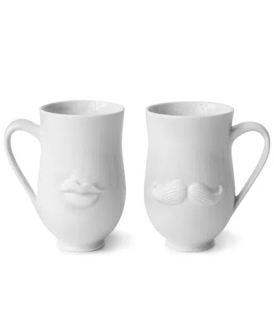 Jonathan Adler Muse Mr. & Mrs. 2-pc. Reversible Mug Set In White