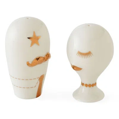 Jonathan Adler Muse Porcelain Salt And Pepper Shaker Set In White