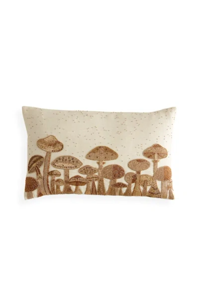 Jonathan Adler Mushroom Field Beaded Pillow In Gold