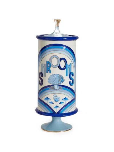 Jonathan Adler Mushroom-print Canister In Blue