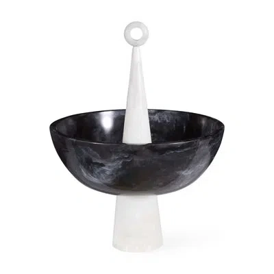 Jonathan Adler Mustique Acrylic Decorative Bowl In Black;white