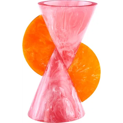Jonathan Adler Mustique Cone Vase In Pink/orange Marble