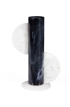 Jonathan Adler Como Cylinder Vase In Black/white Marble