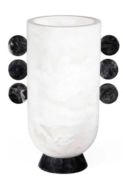 Jonathan Adler Mustique Disc Urn In Black/white Marble