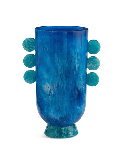 Jonathan Adler Mustique Disc Urn Vase In Blue
