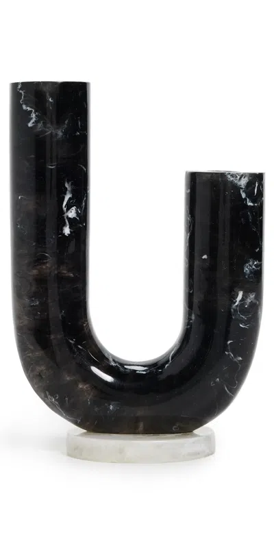 Jonathan Adler Mustique Double Tube Vase Black/white