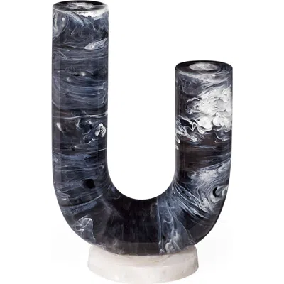 Jonathan Adler Mustique Double Tube Vase In Black/white Marble