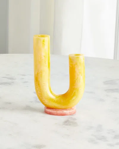 Jonathan Adler Mustique Double Tube Vase In Yellow