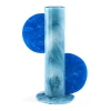 Jonathan Adler Mustique Marbleized Acrylic Cylinder Table Vase In Blue