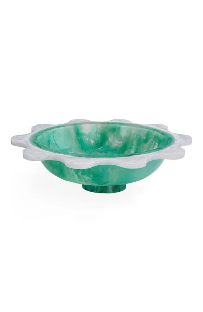 Jonathan Adler Mustique Ripple Bowl In Seafoam Green/white