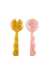 Jonathan Adler Mustique Ripple Salad Serving Set In Pink/yellow Marble