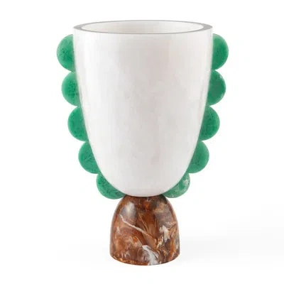 Jonathan Adler Mustique Table Vase In White,cognac,celadon