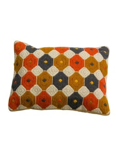 Pre-owned Jonathan Adler Needlepoint Throw Pillow In Yellow