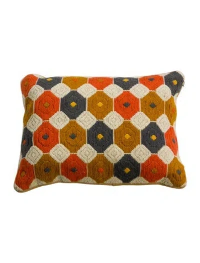 Pre-owned Jonathan Adler Needlepoint Throw Pillow In Yellow