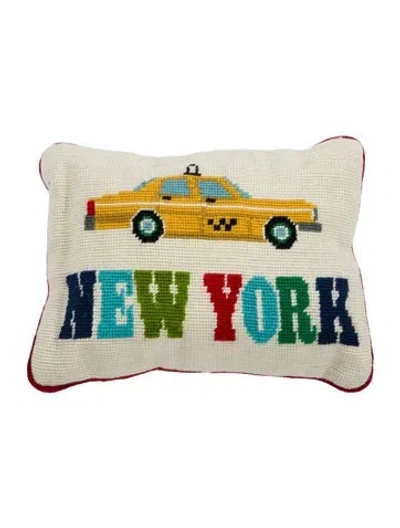 Pre-owned Jonathan Adler New York Needlepoint Throw Pillow In Neutral