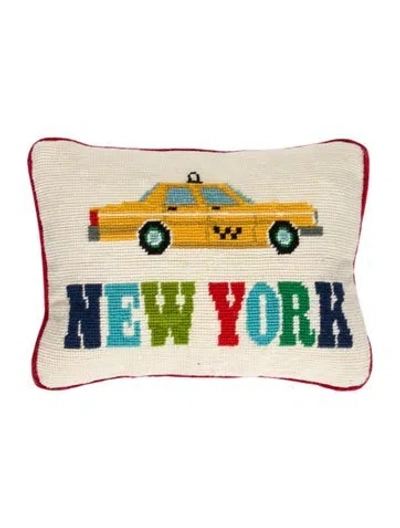Pre-owned Jonathan Adler New York Needlepoint Throw Pillow In Neutral