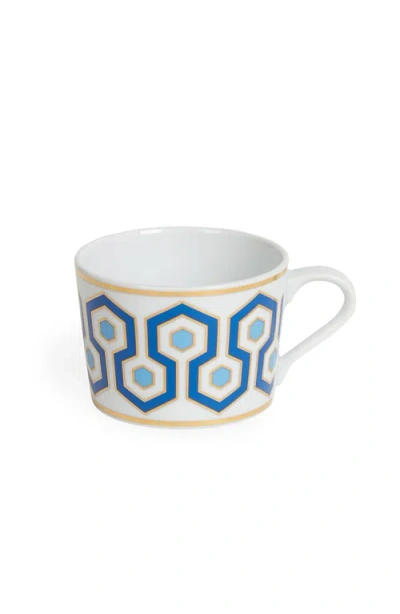 Jonathan Adler Newport Teacup In White/blue/gold