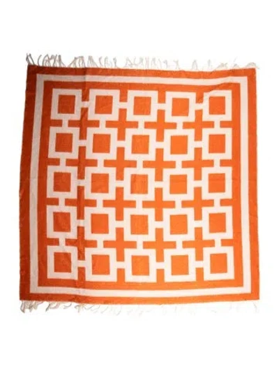 Pre-owned Jonathan Adler Nixon Baby Alpaca Throw Blanket In Orange