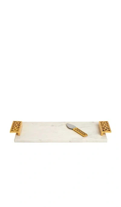 Jonathan Adler Nixon Cheese Board And Knife Set In Ivory