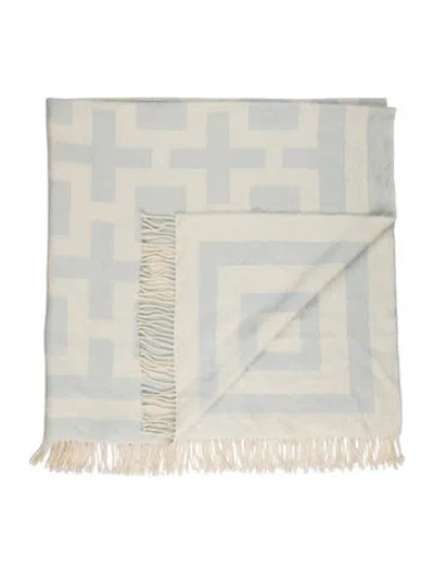 Pre-owned Jonathan Adler Nixon Throw Blanket In Blue