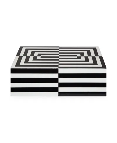 Jonathan Adler Op Art 103 Oz. Large Lacquer Box In Black