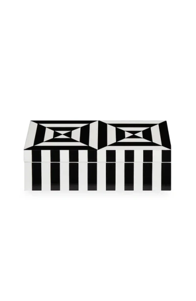 Jonathan Adler Op Art Lacquer Box In Black/white Geometric