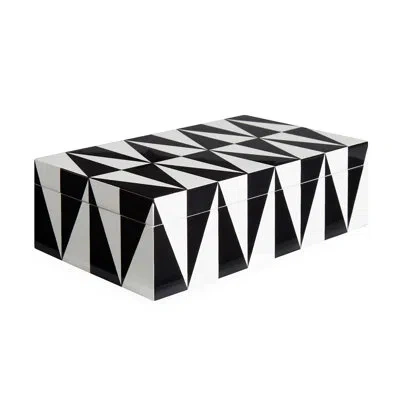 Jonathan Adler Op Art Lacquer Medium Decorative Box In Black