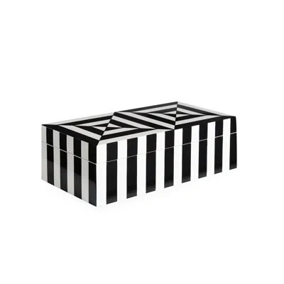 Jonathan Adler Op Art Lacquer Small Decorative Box In Black;white