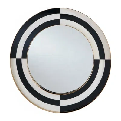 Jonathan Adler Op Art Mirror In Charcoal,brass,ivory