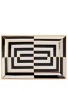 Jonathan Adler Op Art Rectangle Tray In Black