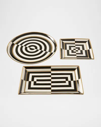 Jonathan Adler Op Art Rectangle Serving Tray In Black