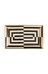 Jonathan Adler Op Art Rectangle Serving Tray In Black/white/gold