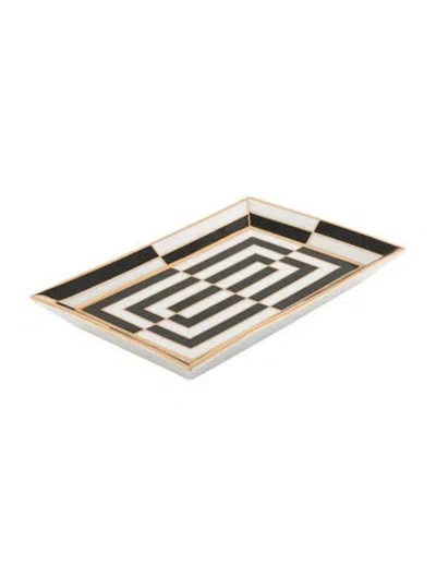 Pre-owned Jonathan Adler Op Art Rectangle Tray In White