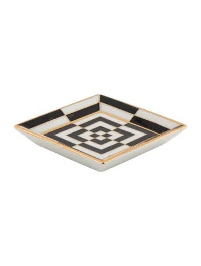 Pre-owned Jonathan Adler Op Art Square Tray In Black