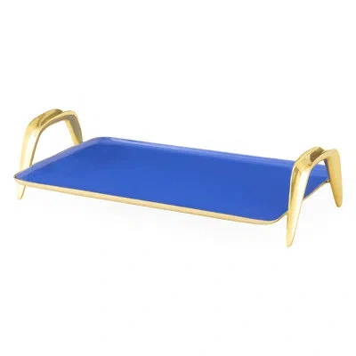 Jonathan Adler Oscar Accent Tray In Blue;brass