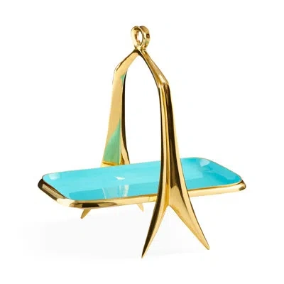Jonathan Adler Oscar Bon Bon Tray In Light Blue,brass