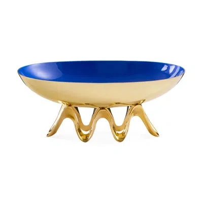 Jonathan Adler Oscar Long Bowl In Blue,brass