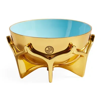 Jonathan Adler Oscar Metal Decorative Bowl In Blue,gold
