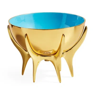 Jonathan Adler Oscar Metal Decorative Bowl In Blue,gold