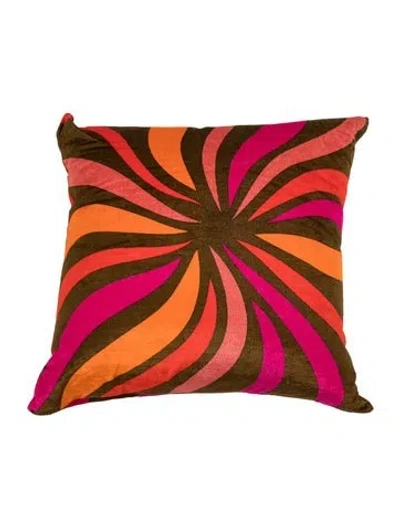 Pre-owned Jonathan Adler Pattern Print Madrid Flames Pillow In Brown