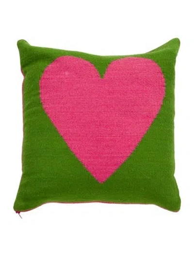 Pre-owned Jonathan Adler Peace & Heart Needlepoint Reversible Throw Pillow In Multi