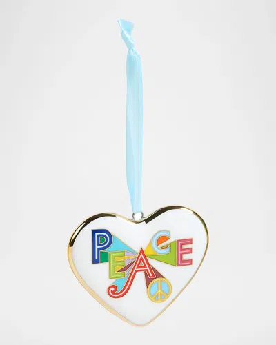 Jonathan Adler Peace & Love 2026 Porcelain Heart Ornament In Multi