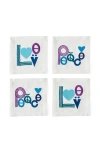 Jonathan Adler Peace & Love Cocktail Napkins In Multi