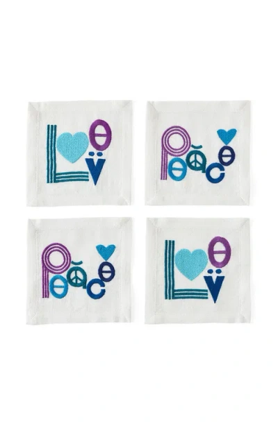 Jonathan Adler Peace & Love Cocktail Napkins In White