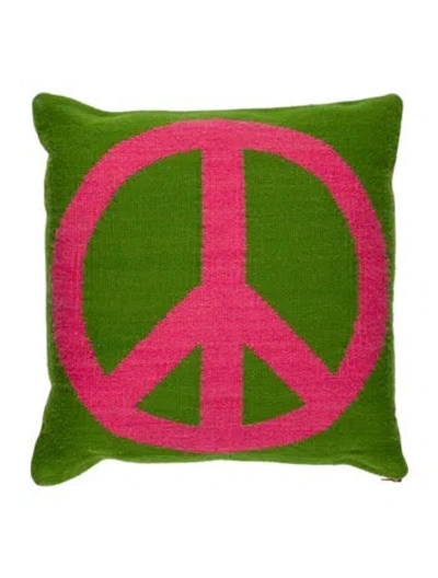 Pre-owned Jonathan Adler Peace & Love Reversible Throw Pillow In Multi