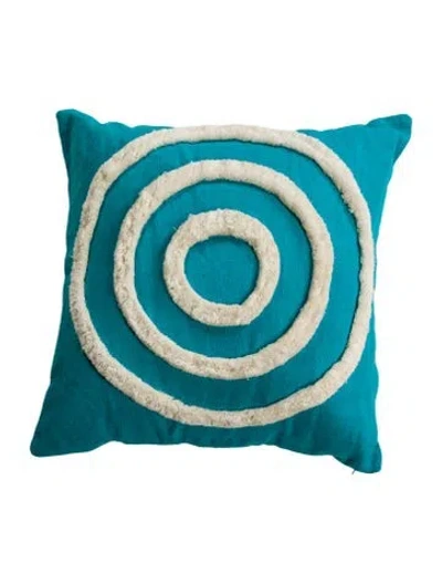 Pre-owned Jonathan Adler Pimlico Linen Bullseye Throw Pillow In Blue